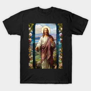 Jesus with Stained Glass - colorful style T-Shirt